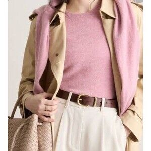 Quince Women’s Mongolian Cashmere Crew Neck Sweater XS Mauve Mist Soft Pink